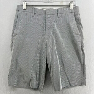 Uniqlo Chino Shorts Men's Sz 27x30 Navy White Striped Flat Front Casual Outdooor